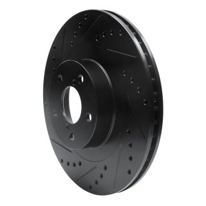 Saab 9-2X Brake Rotor (1) - Front Left - R1 Concepts - Drilled & Slotted - Black - `01-`08